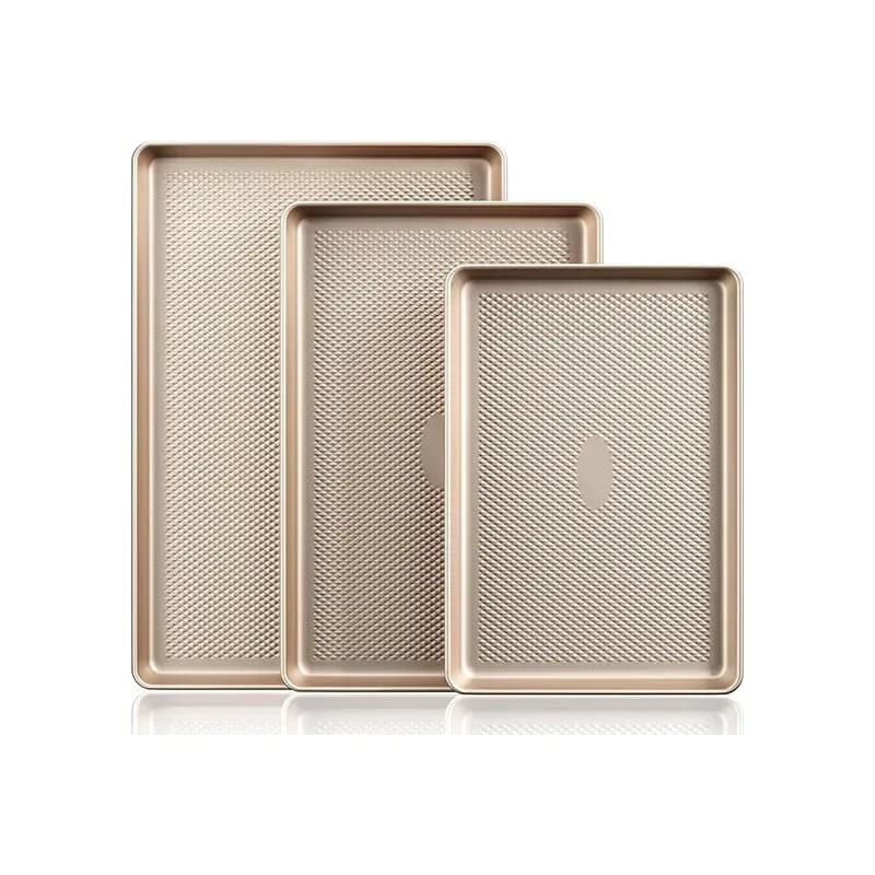 3 piece nonstick baking sheet set in champagne