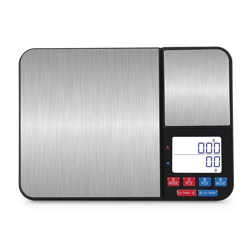 dual platform digital kitchen scale with stainless steel platforms