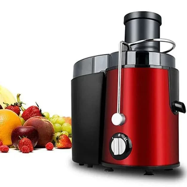 red centrifugal juicer 800 W with fresh fruit