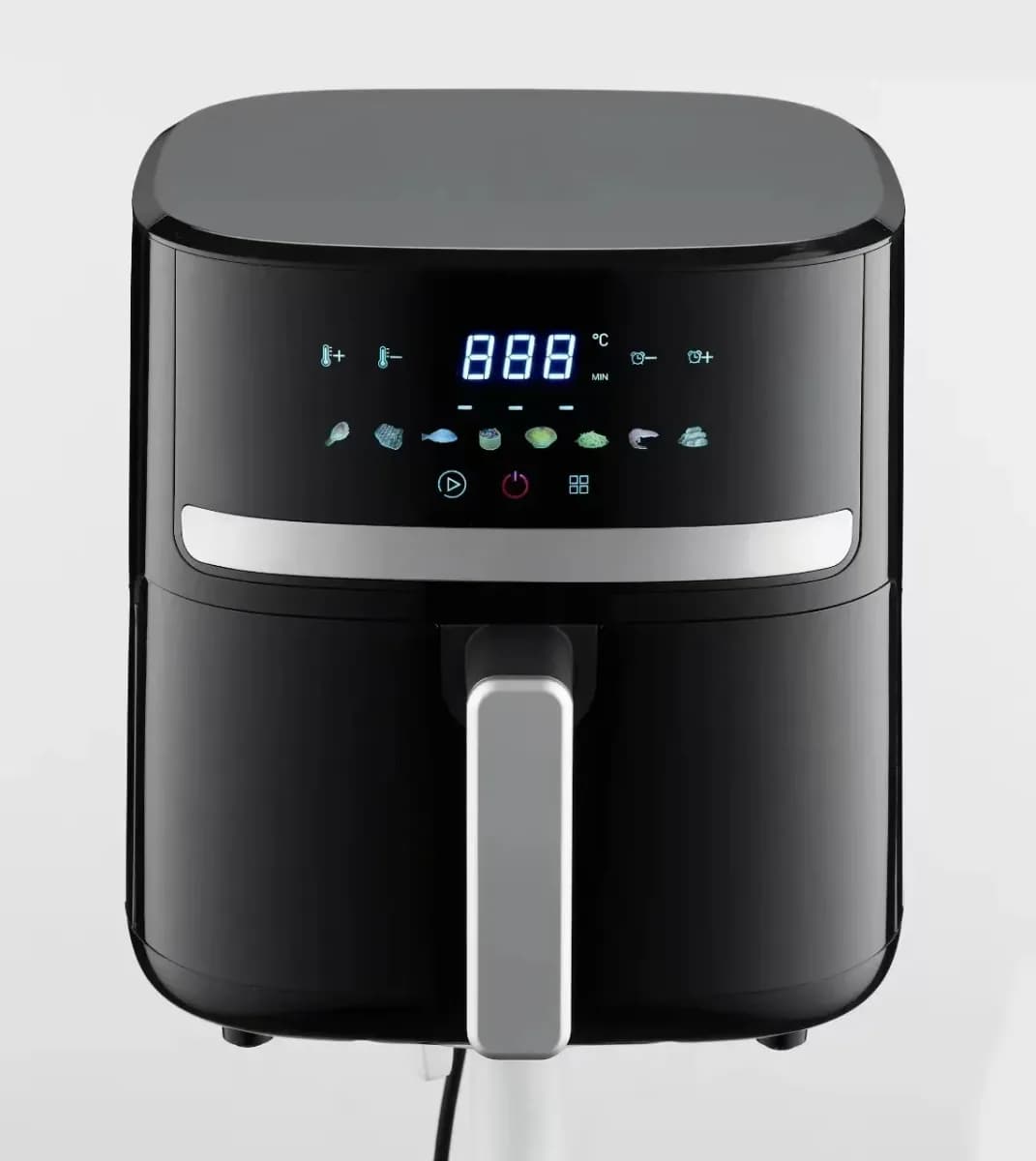 black 6 L digital air fryer with LED touch panel