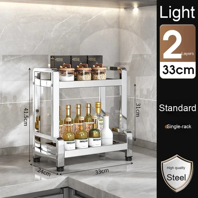 2 tier stainless steel kitchen shelf rack, 33 x 24 x 41.5 cm
